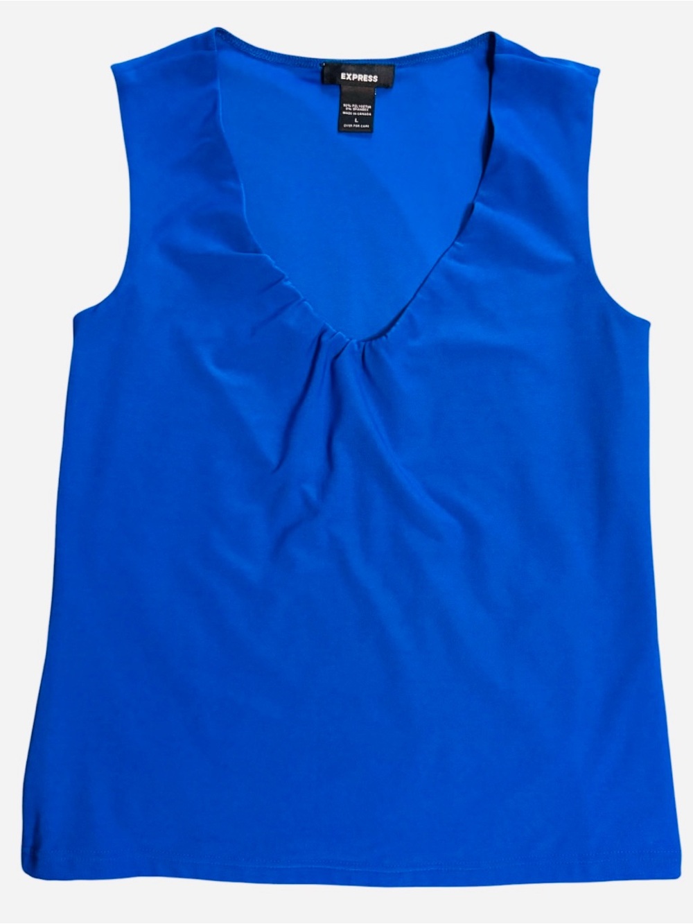 Express royal blue sleeveless tank top featuring a relax
